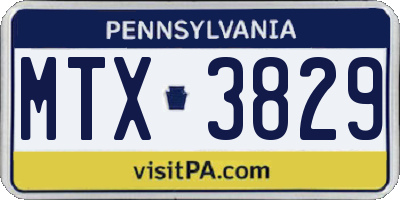 PA license plate MTX3829