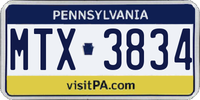PA license plate MTX3834