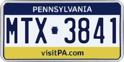 PA license plate MTX3841