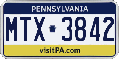 PA license plate MTX3842