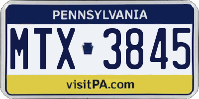 PA license plate MTX3845