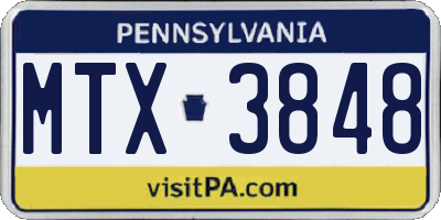 PA license plate MTX3848