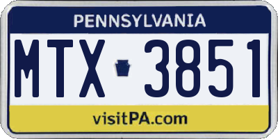 PA license plate MTX3851