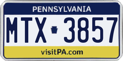 PA license plate MTX3857