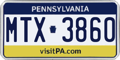 PA license plate MTX3860