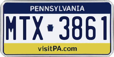 PA license plate MTX3861