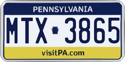 PA license plate MTX3865