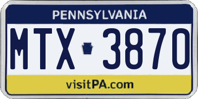 PA license plate MTX3870