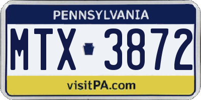 PA license plate MTX3872