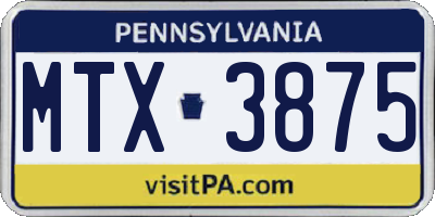PA license plate MTX3875