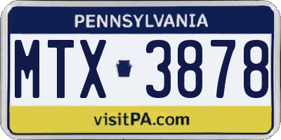 PA license plate MTX3878
