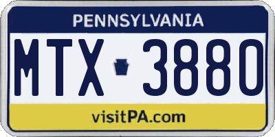 PA license plate MTX3880