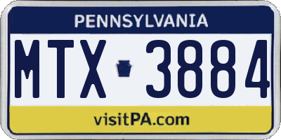PA license plate MTX3884