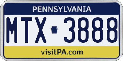 PA license plate MTX3888