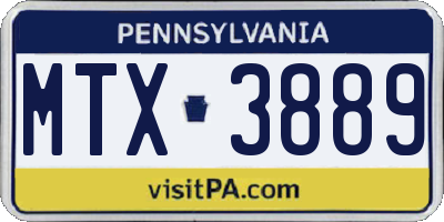 PA license plate MTX3889