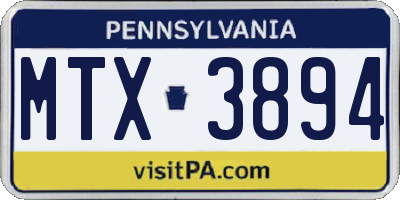 PA license plate MTX3894