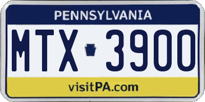 PA license plate MTX3900