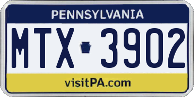 PA license plate MTX3902