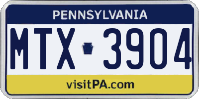 PA license plate MTX3904