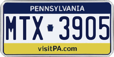 PA license plate MTX3905