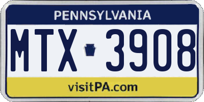 PA license plate MTX3908