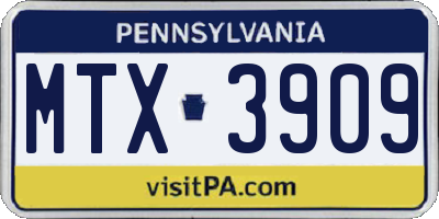 PA license plate MTX3909