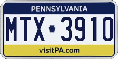PA license plate MTX3910