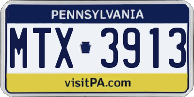 PA license plate MTX3913