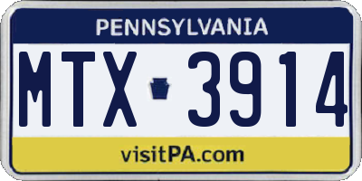PA license plate MTX3914