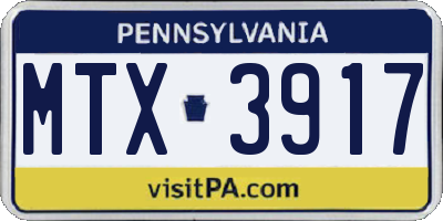 PA license plate MTX3917