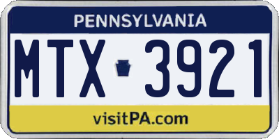 PA license plate MTX3921