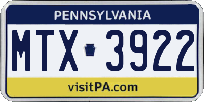PA license plate MTX3922