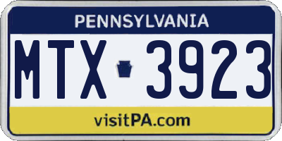 PA license plate MTX3923