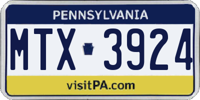 PA license plate MTX3924