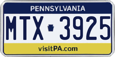 PA license plate MTX3925