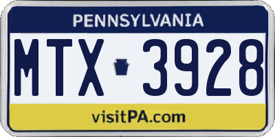 PA license plate MTX3928