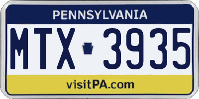PA license plate MTX3935