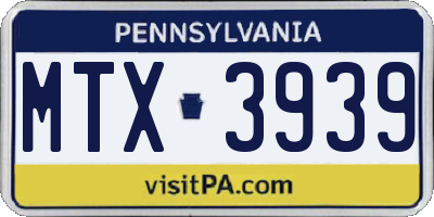 PA license plate MTX3939