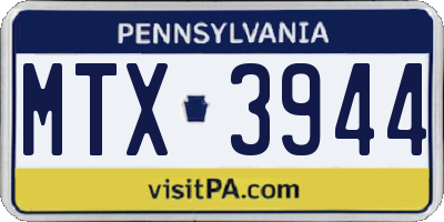 PA license plate MTX3944