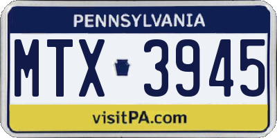 PA license plate MTX3945