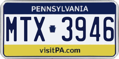 PA license plate MTX3946