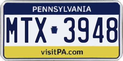 PA license plate MTX3948