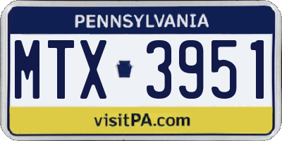 PA license plate MTX3951