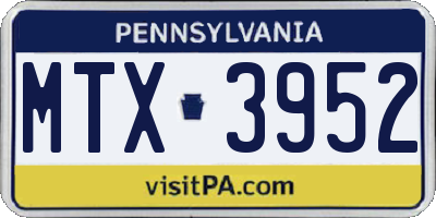 PA license plate MTX3952