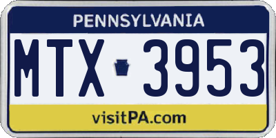 PA license plate MTX3953