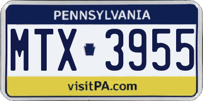 PA license plate MTX3955