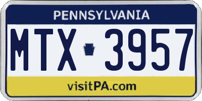 PA license plate MTX3957