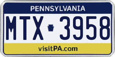 PA license plate MTX3958