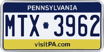 PA license plate MTX3962