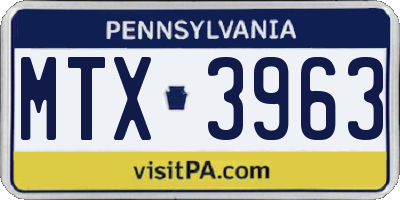 PA license plate MTX3963
